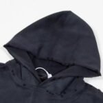 Hoodie Balenciaga BB Distressed Logo Black - Image 6