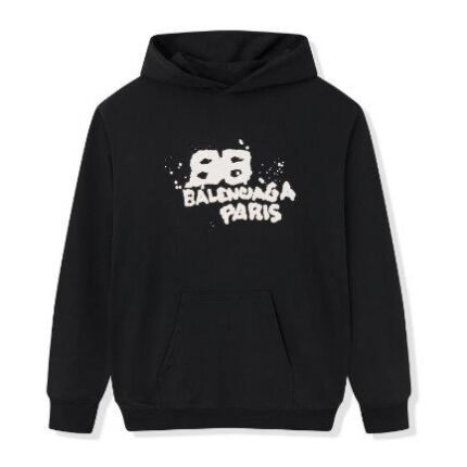 Balenciaga Paris Graffiti Logo Hoodie Black