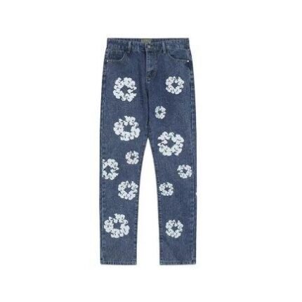 Jeans Denim Tears Floral Print Blue