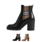 Burberry Checkered Panel Ankle Boots - Image 5