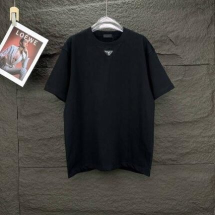 T-shirt Prada Logo Patch Black/White