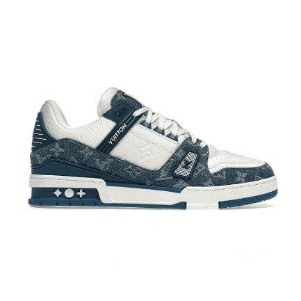 IMG3188 Louis Vuitton LV Trainer Monogram Denim White Blue - Image 1