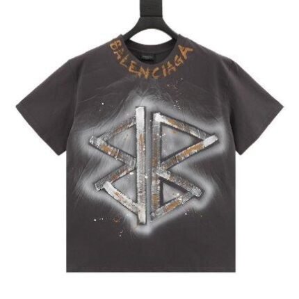 T-shirt Balenciaga BB Logo Spray Paint Black