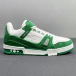 Louis Vuitton Trainer Green Monogram Denim White - Image 6