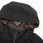 Hooded Fendi Eyes Jacket Black and Brown - Image 9