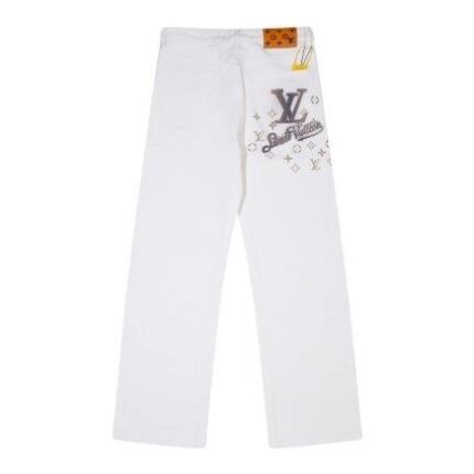 Jeans Louis Vuitton White Monogram Pocket Detailing