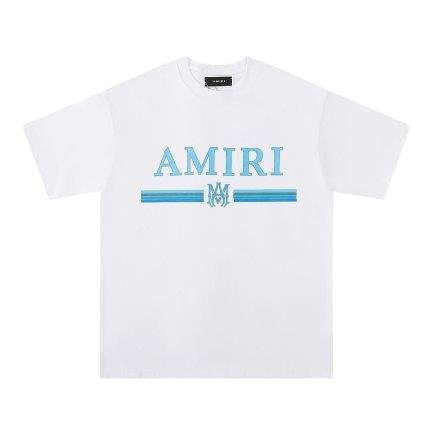IMG4921 Amiri Bar Logo White/Blue T-Shirt - Image 1