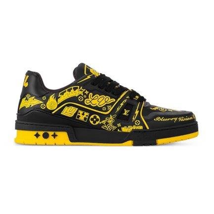 IMG4955 Louis Vuitton LV Trainer Sneaker Black/Yellow - Image 1