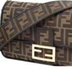 Shoulder Bag Fendi Baguette In Tessuto Jacquard FF Marrone - Image 3