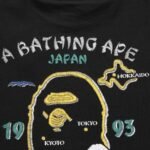 T-shirt BAPE Japan Map Embroidery Black - Image 5