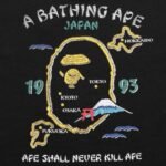 T-shirt BAPE Japan Map Embroidery Black - Image 6