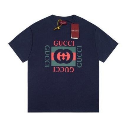 Gucci T-shirt GG Logo Print Navy