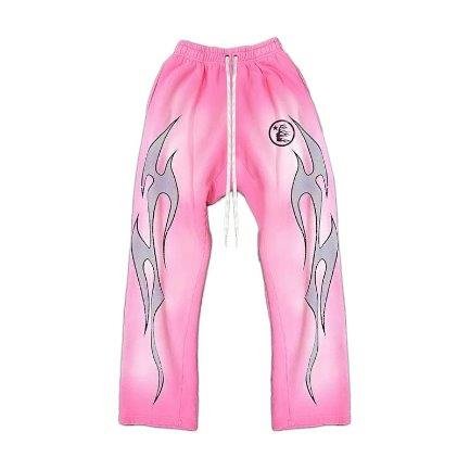 IMG7229 Hellstar Flame Sweatpants Pink/Silver - Image 1
