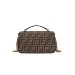 Bag Fendi Baguette Chain Midi In Tessuto Jacquard FF Marrone - Image 4