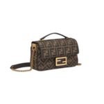 Bag Fendi Baguette Chain Midi In Tessuto Jacquard FF Marrone - Image 5