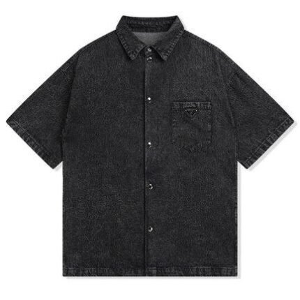 Shirt Prada Black Denim Button-Up Logo