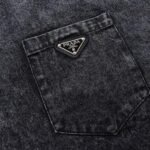 Shirt Prada Black Denim Button-Up Logo - Image 4