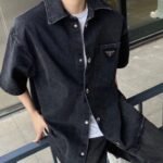 Shirt Prada Black Denim Button-Up Logo - Image 6