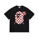 T-shirt BAPE Heart Ape Head Rose Black