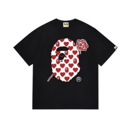 T-shirt BAPE Heart Ape Head Rose Black