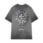 T-shirt Chrome Hearts Distressed Horseshoe Grey Logo - Image 2
