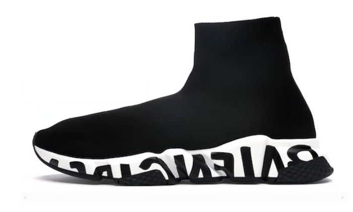 1-5 Speed Graffiti Trainers Black White - Image 1