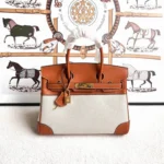 Hermes Birkin Togo Bag Brown & White