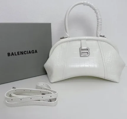 Balenciaga Frame S Tote Bag White Crocodile
