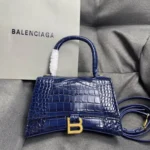 Balenciaga Hourglass Bag Blue Crocodile