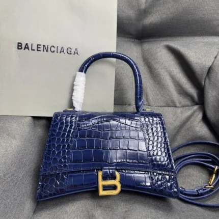 Balenciaga Hourglass Bag Blue Crocodile