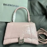 Balenciaga Hourglass Bag Lite Brown Crocodile