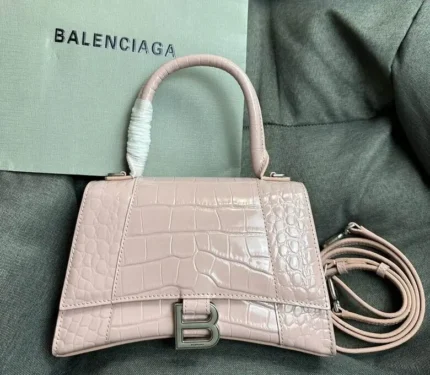 Balenciaga Hourglass Bag Lite Brown Crocodile
