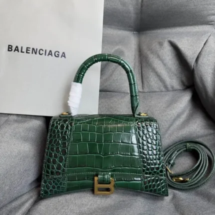 Balenciaga Hourglass Bag Green Crocodile