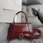 Balenciaga Hourglass Bag Red Crocodile