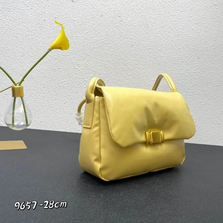 9657-28X17X9cm-JY-3-2_1430835 Bottega Veneta Pad Puffer Purse Handbag yellow - Image 1