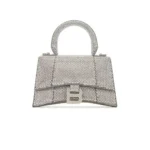 Balenciaga Over Strass Hourglass Top Handle Bag In Metallic Silver