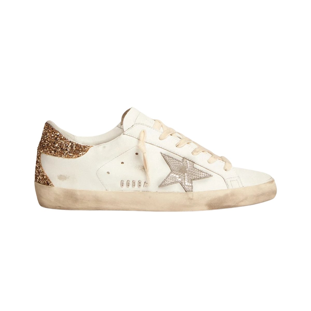 GGS-Sneakers-with-Snake-Print-Silver-Leather-Star-and-gold-glitter-heel-tab-1 GOLDEN GOOSE - Image 1